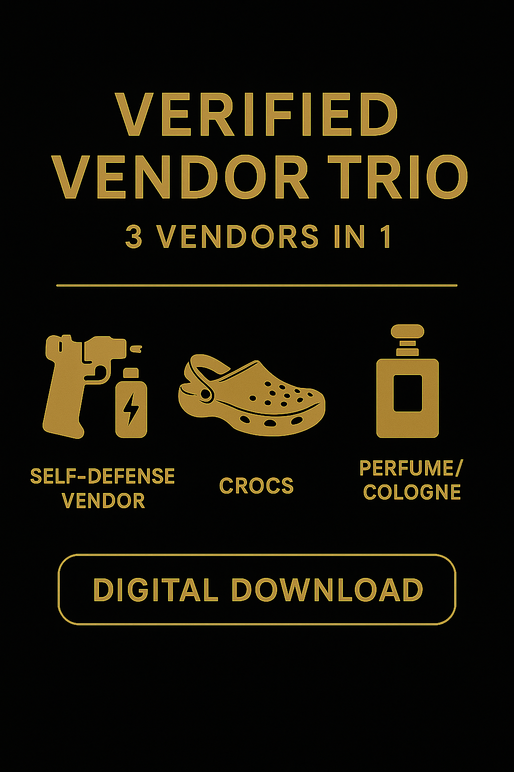 Verified Vendor Trio: Self-Defense • Crocs • Perfume/Cologne