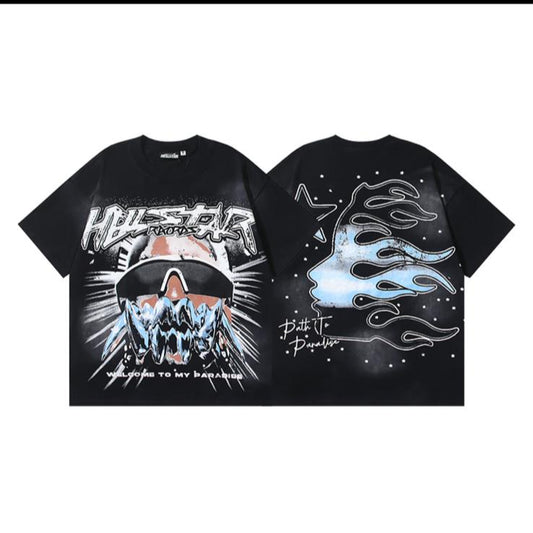Hellstar “Welcome to My Paradise” Flame-Head Tee – Black